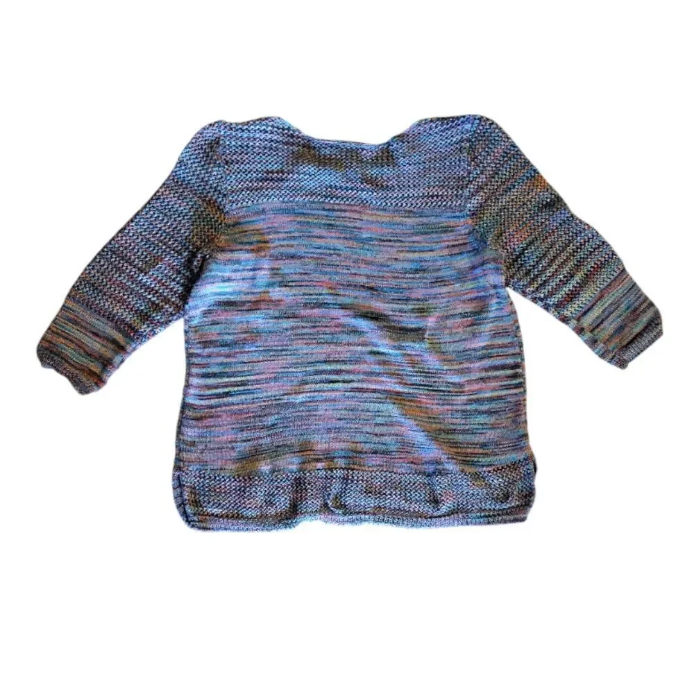 VTG JohnPaulRichard Colorful Elbow Sleeve Crochet‎ Knit Sweater Large